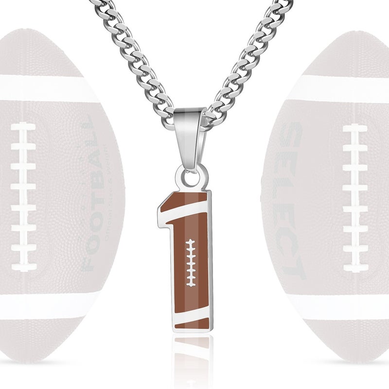 Men'S Athletes Football Number Necklace Silver Stainless Steel Men'S Inspirational Football Jewelry Gift - Image 4